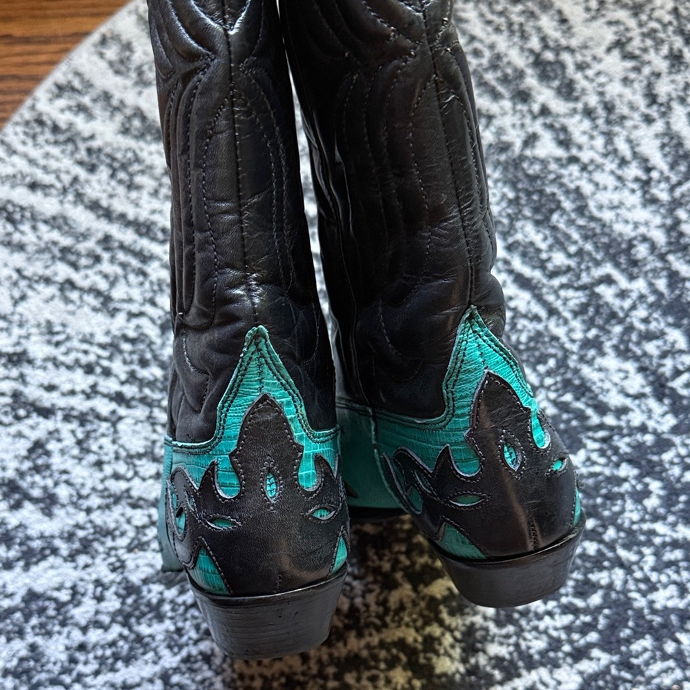 Women’s Teal and Black Western Boots - Flings - Picture 6 of 9